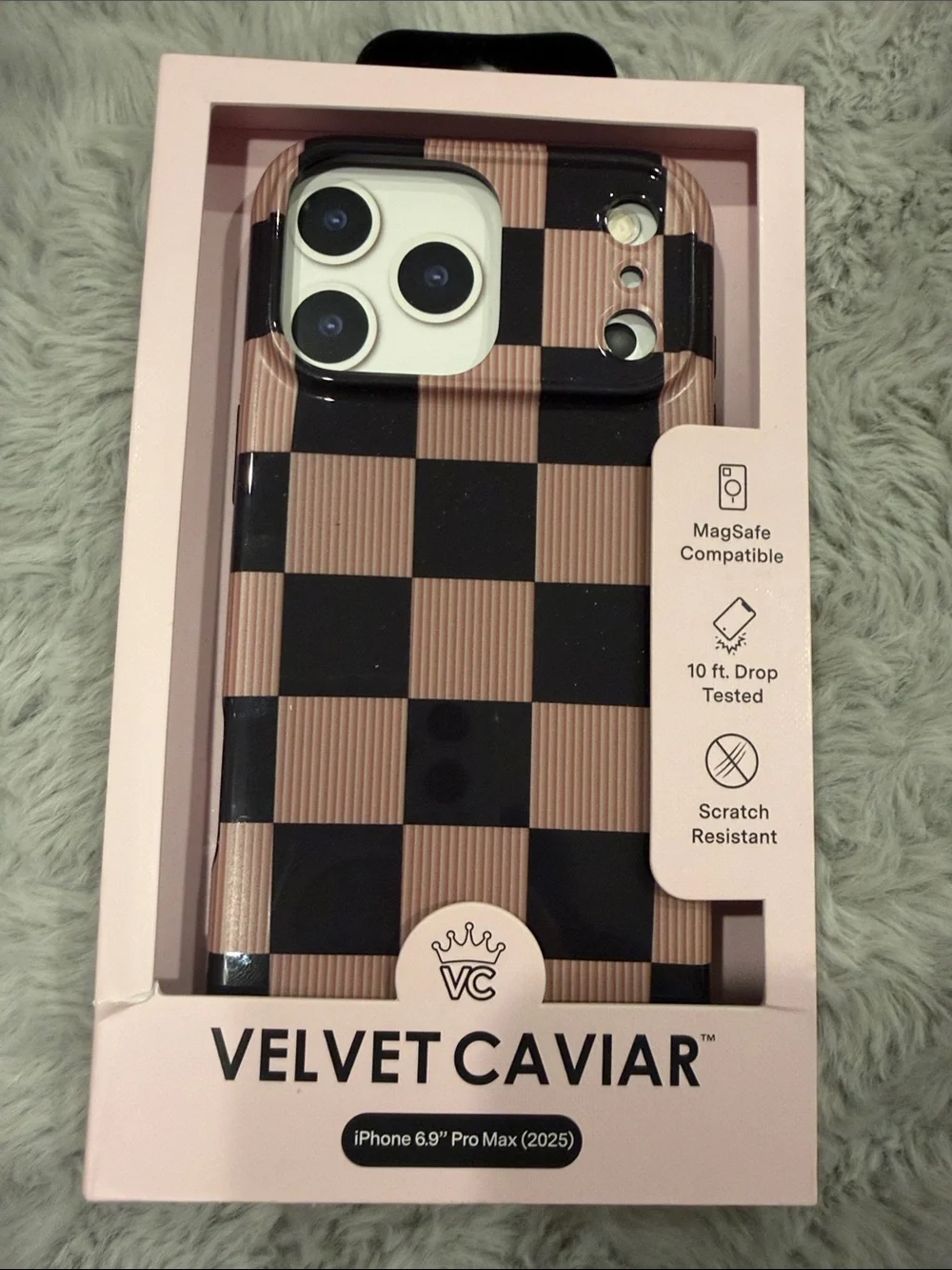 2025 6.9 pro max Velvet Caviar Checkerboard MagSafe Compatible iPhone Case